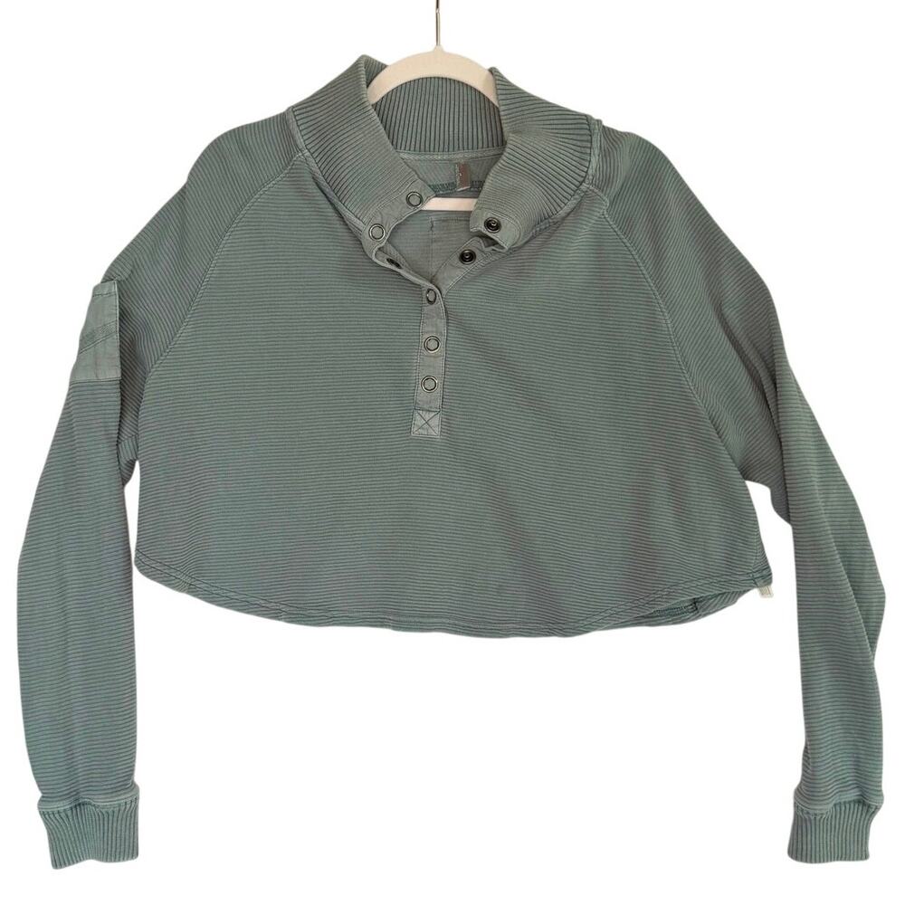 Free People Movement So Fly Ribbed Henley Layer Top Size Sm Cropped Boxy